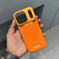NyJoy Metal Veagan Leather with Magsafe Case for iPhone 17 Pro - Orange
