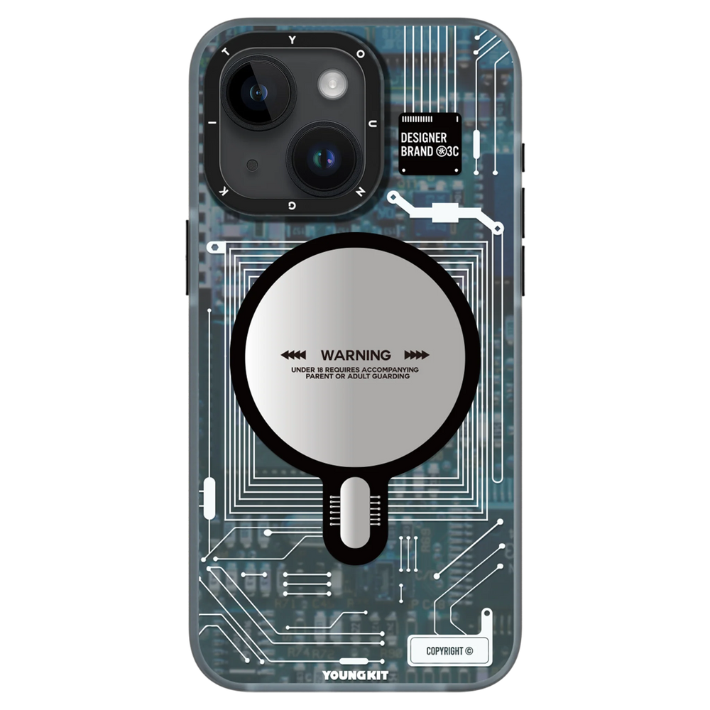 Youngkit Futuristic Blue Circuit Board Case for iPhone 15
