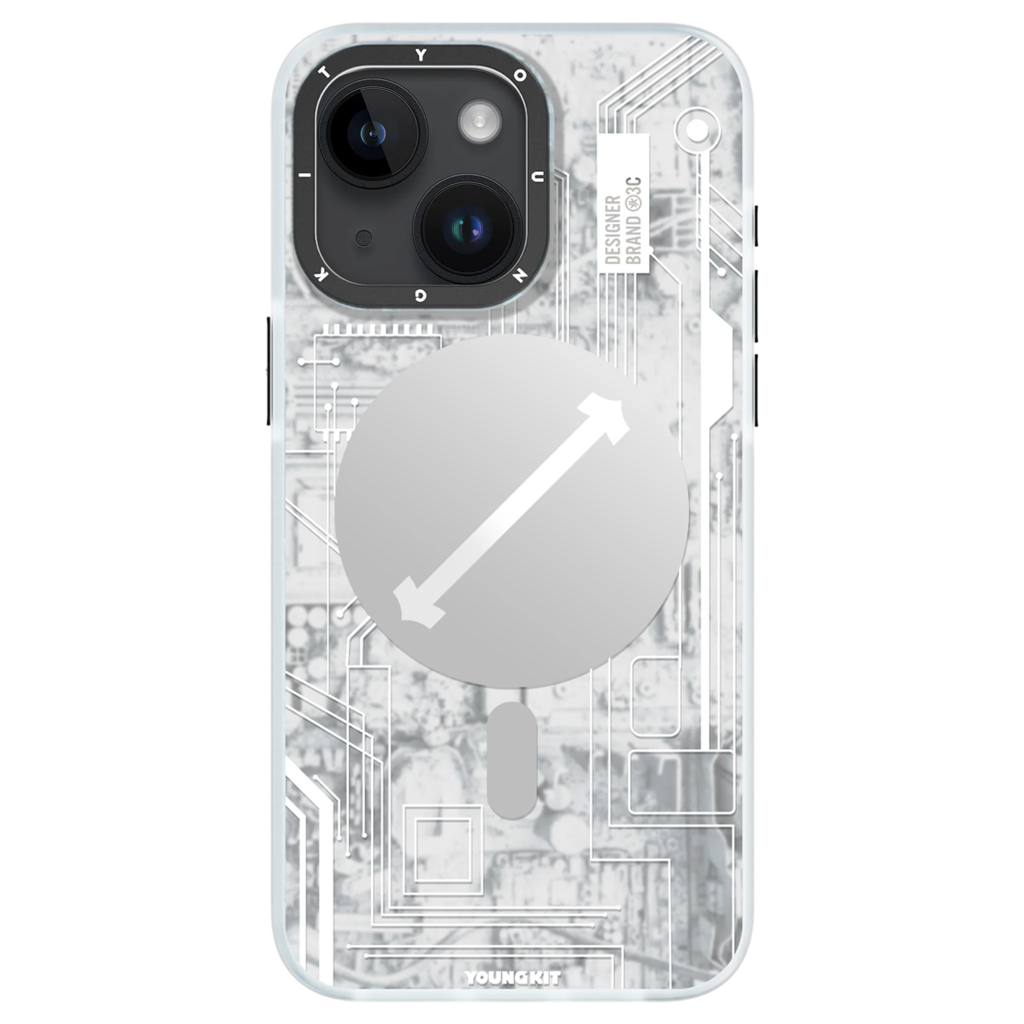 Youngkit Futuristic Blue Circuit Board Case for iPhone 13/14