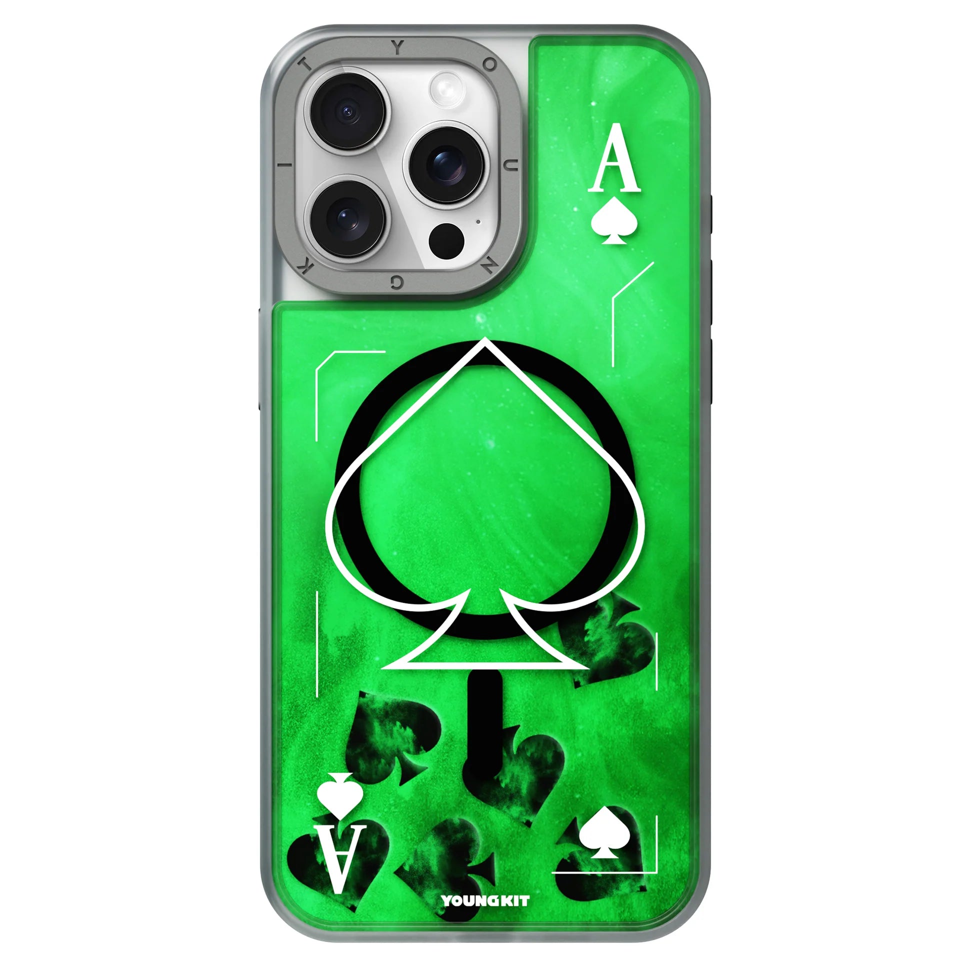 Youngkit Green Playing Cards A + Luminous Quicksand - iPhone 15 Pro