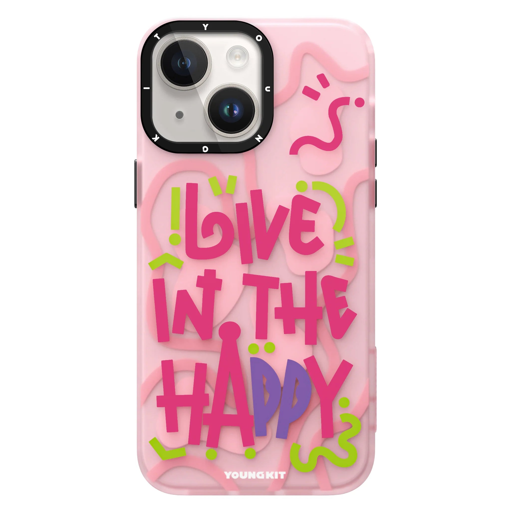 Youngkit Pink Live in the Happy case for iphone 14 Pro