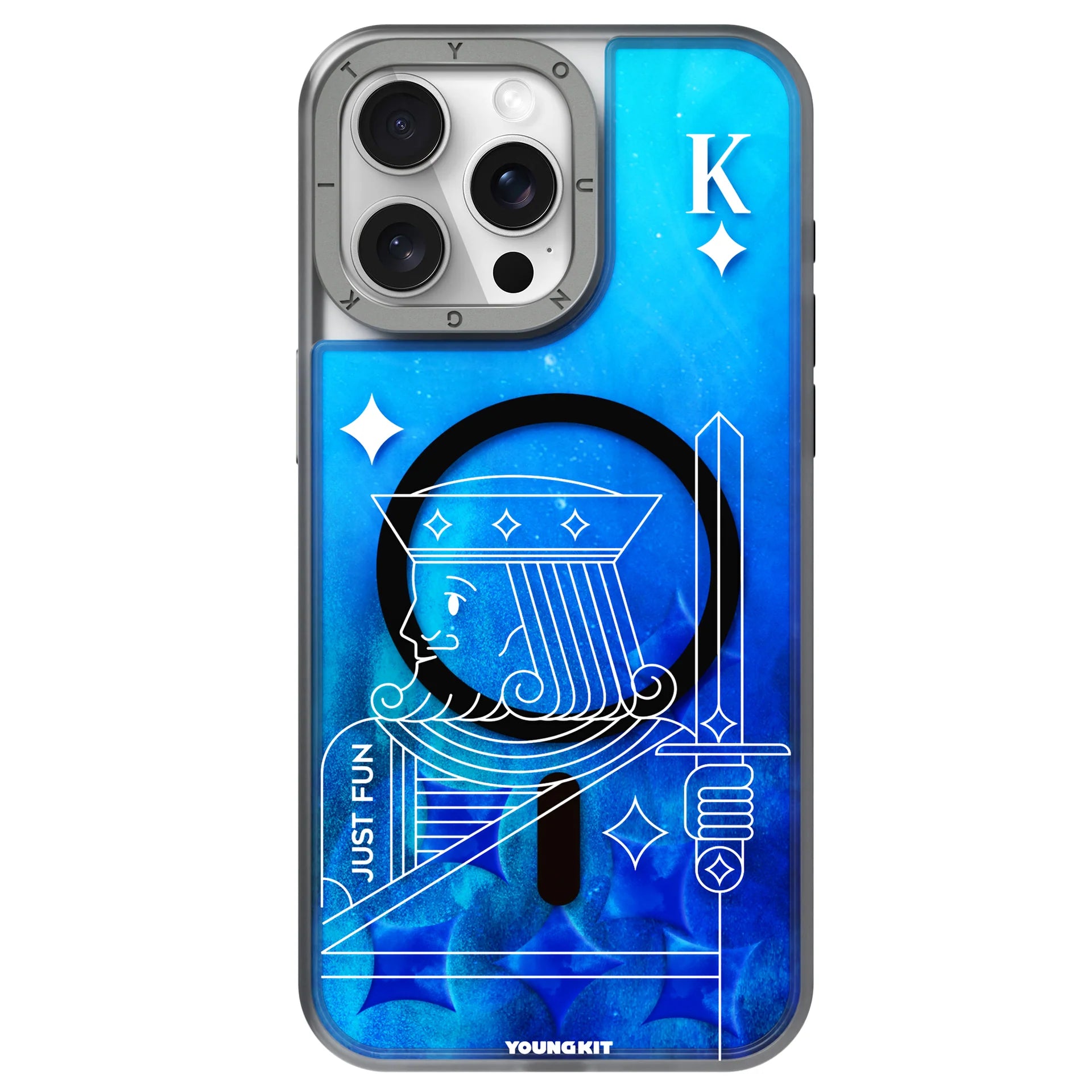 Youngkit Blue Playing Cards A + Luminous Quicksand - iPhone 15 Promax