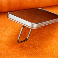 Titanium Metal Holder Plain Leather MagSafe Phone Case  - iPhone 16 Pro