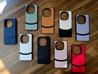 Pink luxury dual leather finish with shockproof bumper Case For iQOO 13