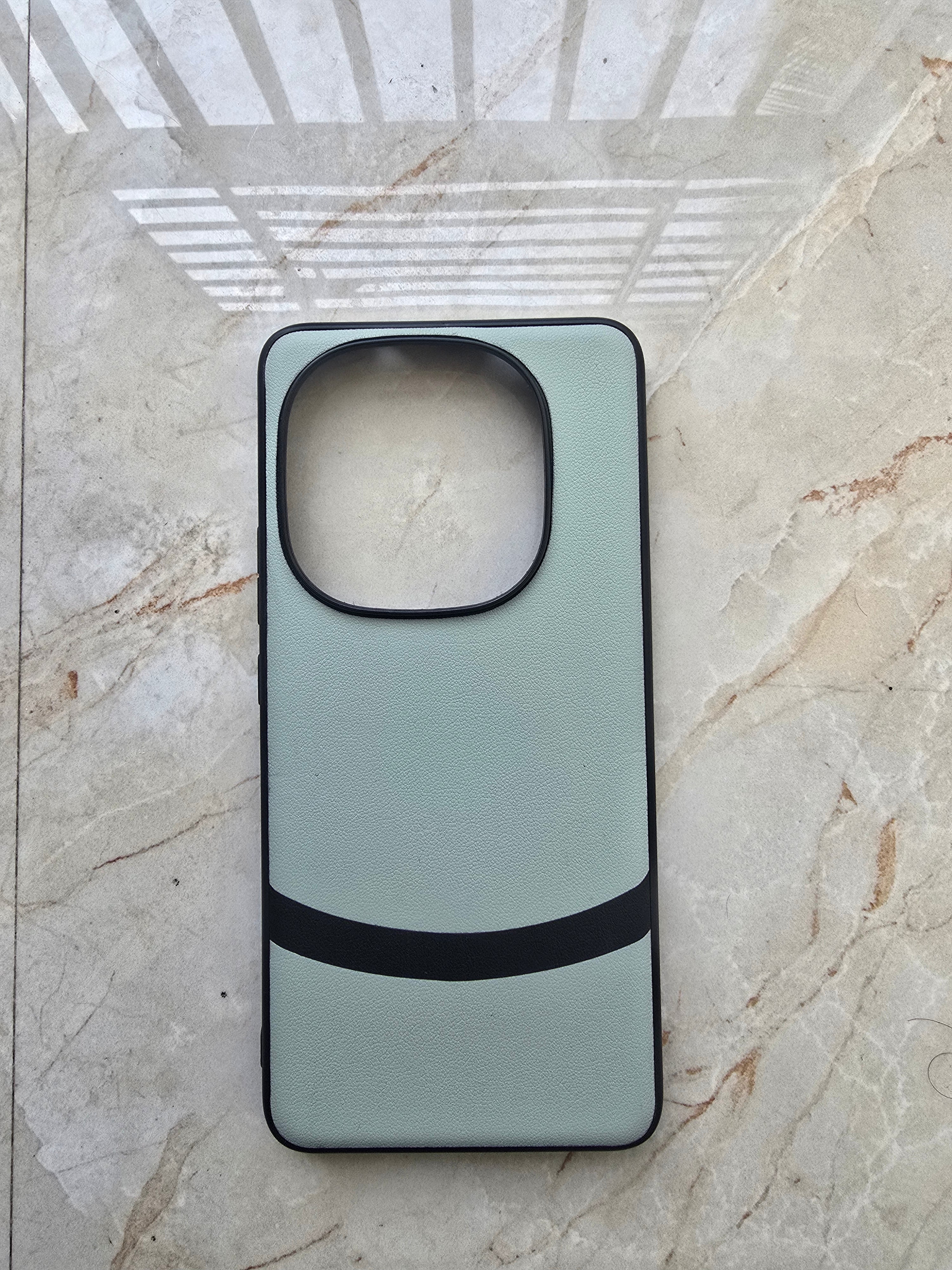 Sea green luxury dual leather finish with shockproof bumper Case For iQOO 13