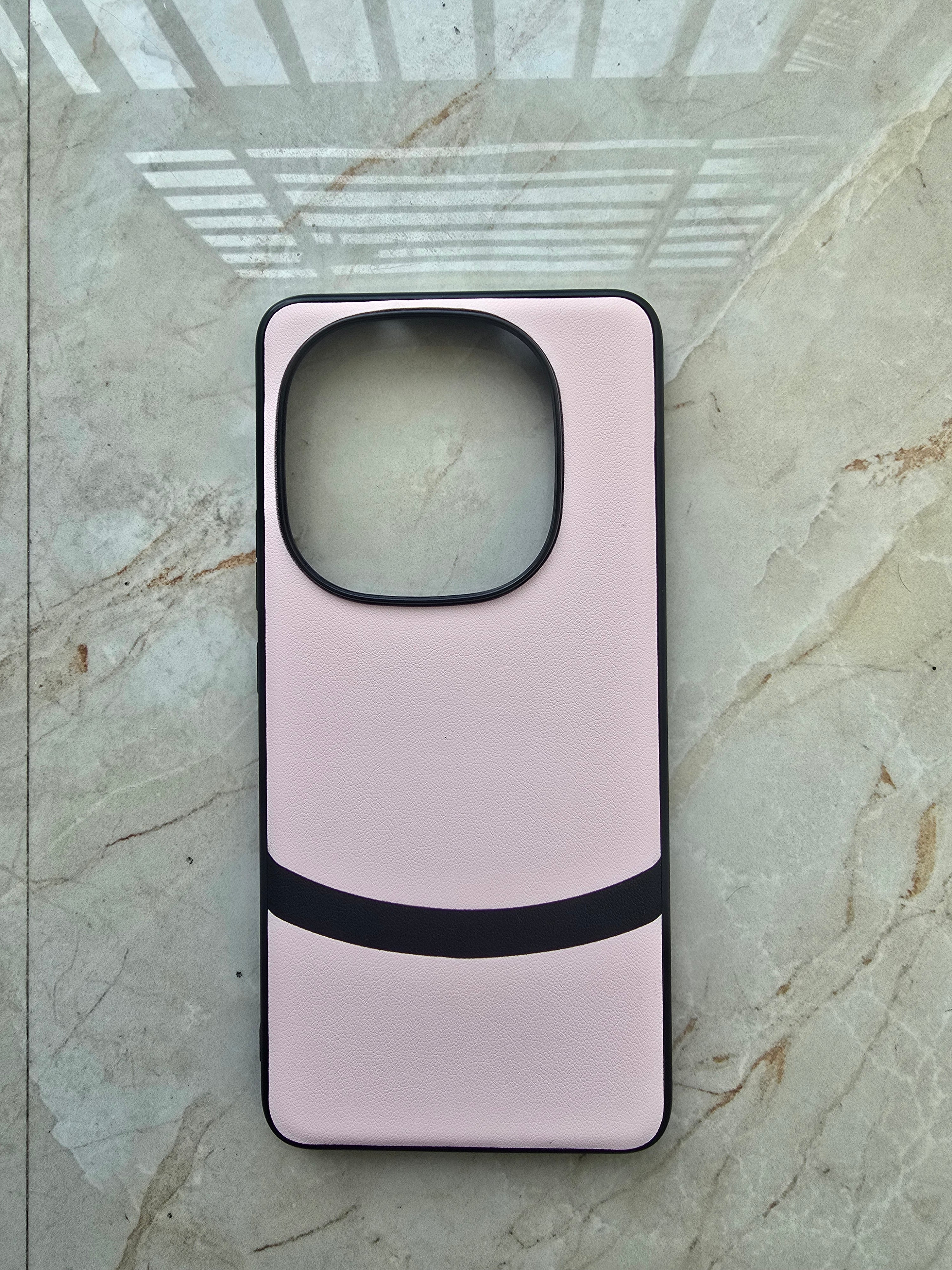 Pink luxury dual leather finish with shockproof bumper Case For iQOO 13