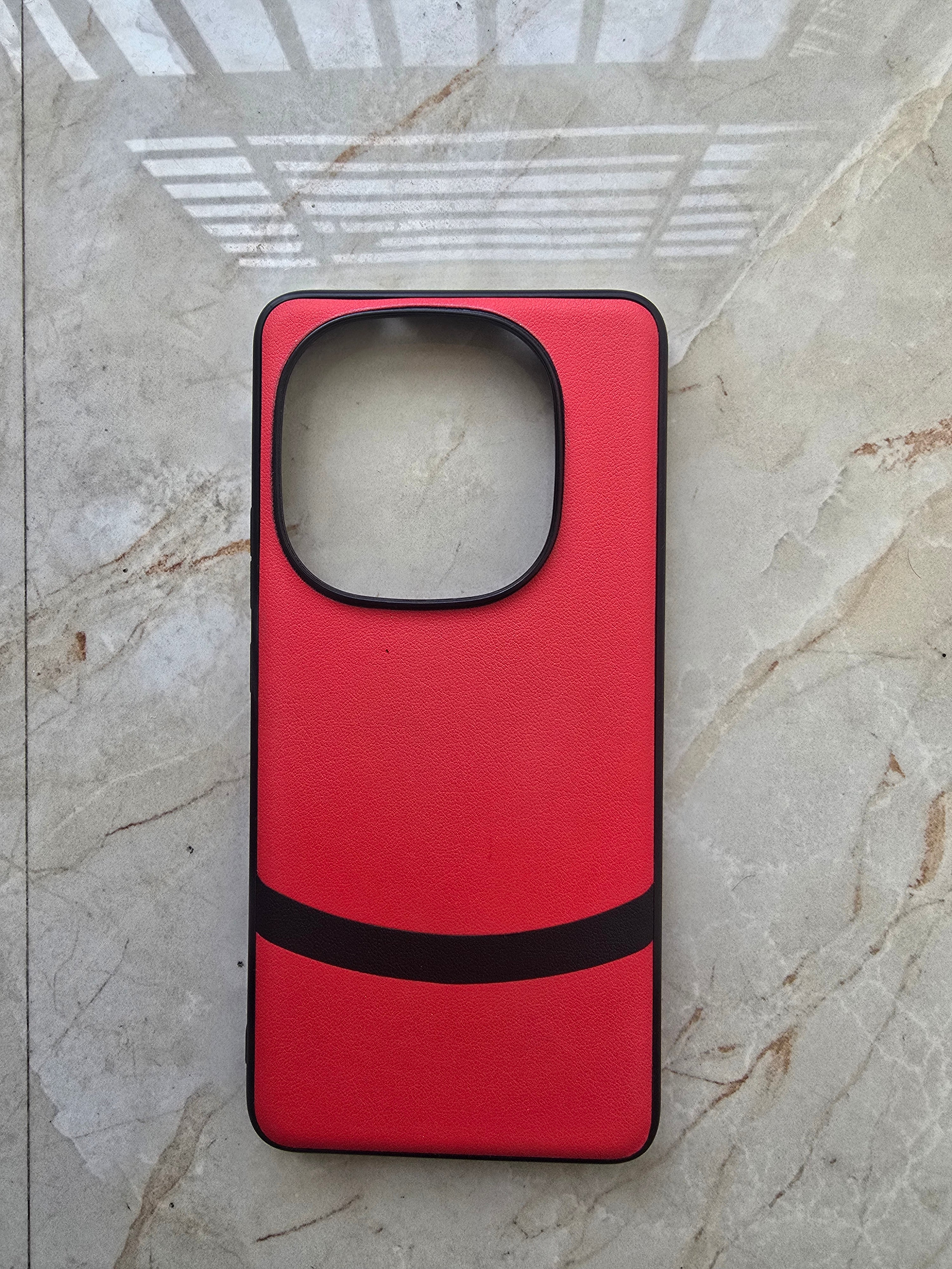Red luxury dual leather finish with shockproof bumper Case For iQOO 13