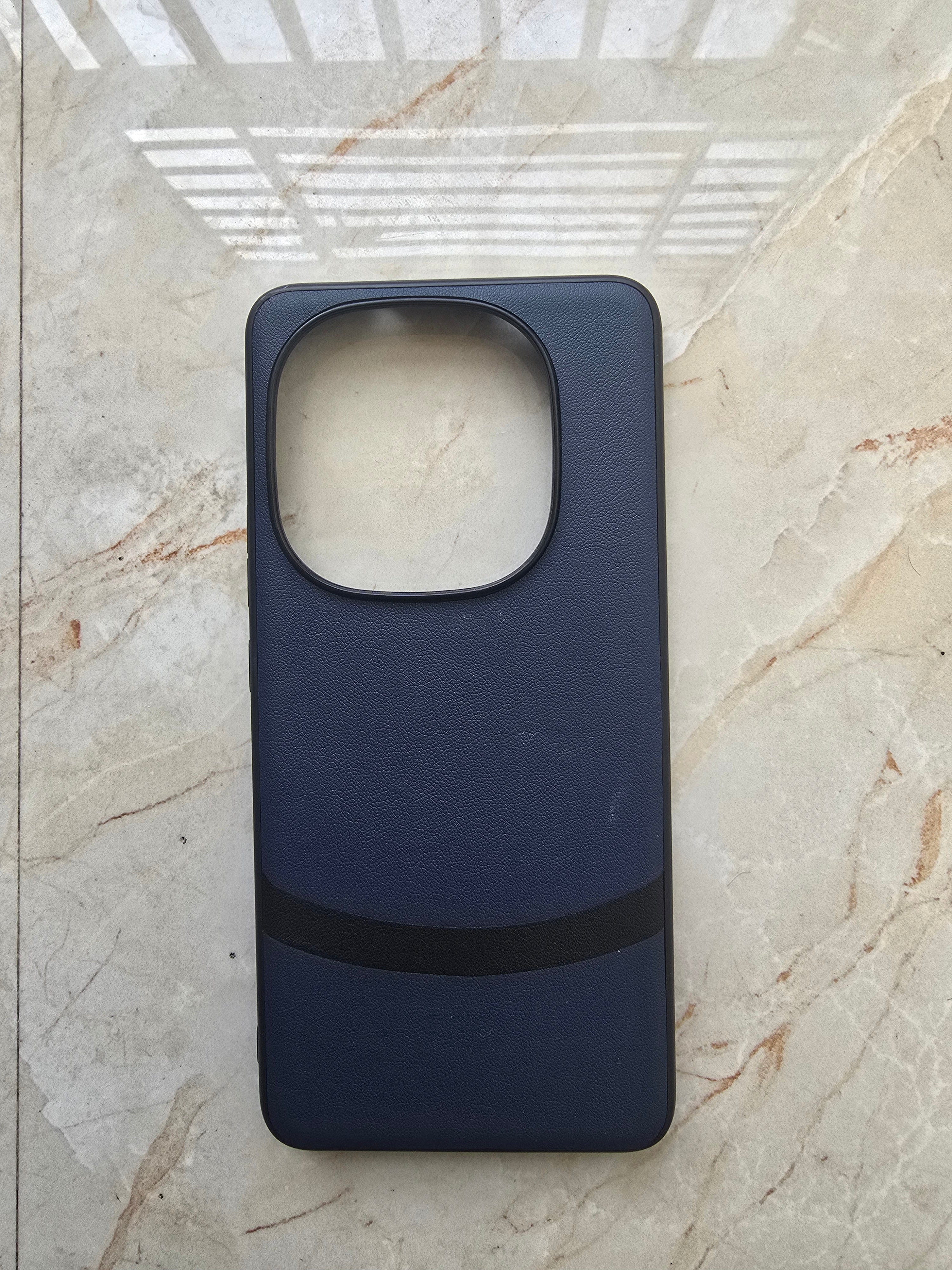 Dark blue luxury dual leather finish with shockproof bumper Case For iQOO 13
