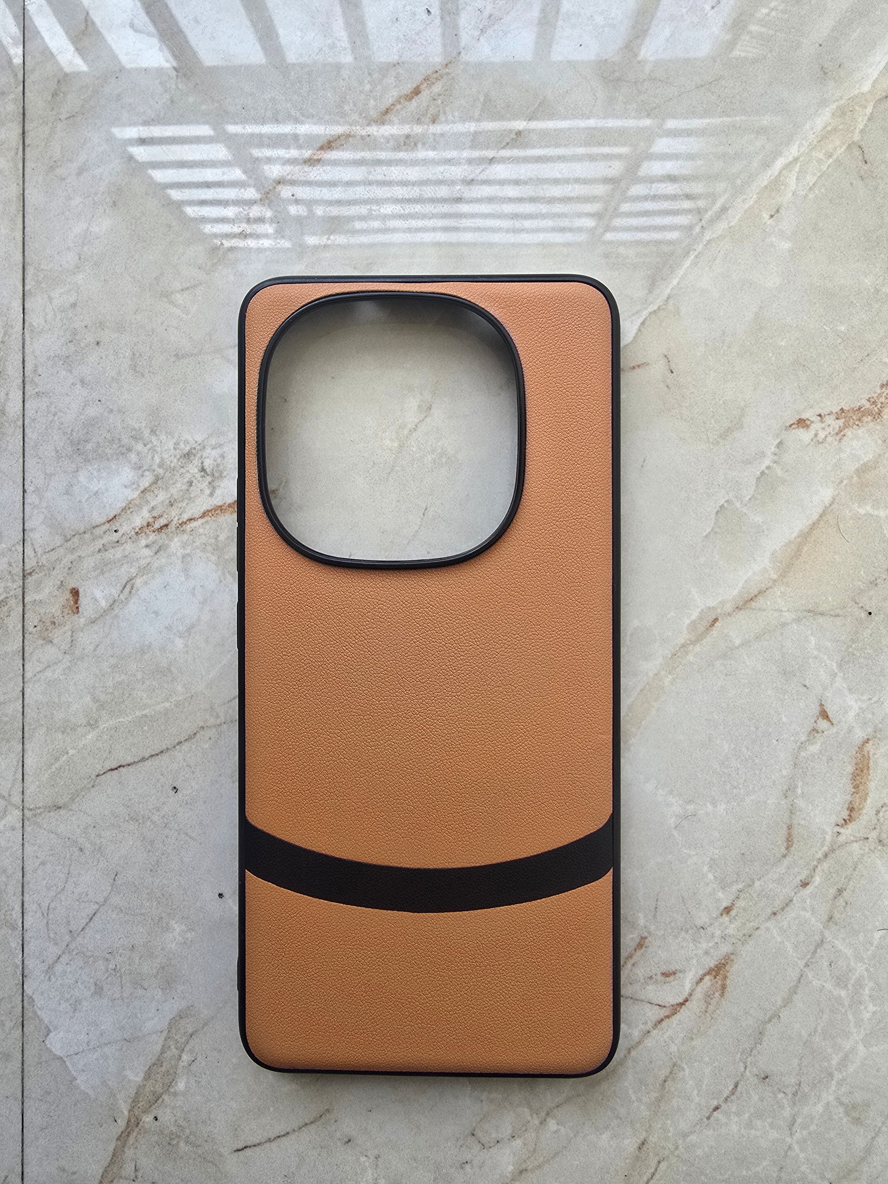 Brown luxury dual leather finish with shockproof bumper Case For iQOO 13
