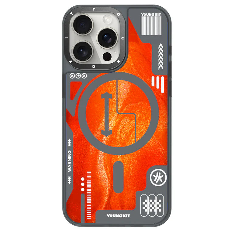 Orange Cyberpunk Luminous Quicksand iPhone 15 Pro Case