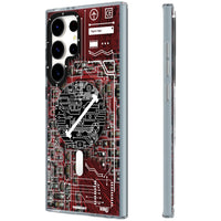 Red color Futuristic Circuit Magsafe Case for Samsung S23 Ultra