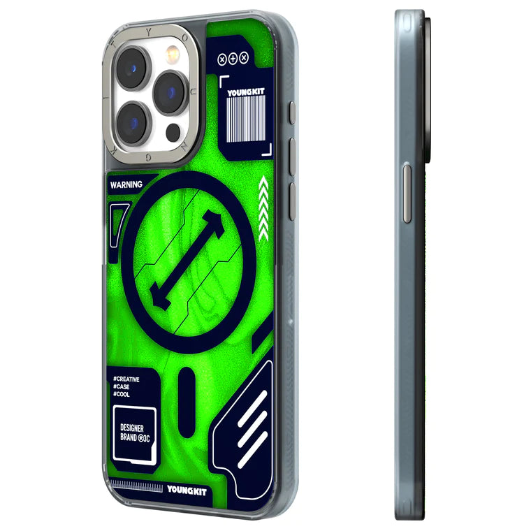 Green Cyberpunk Luminous Quicksand iPhone 15 Promax Case