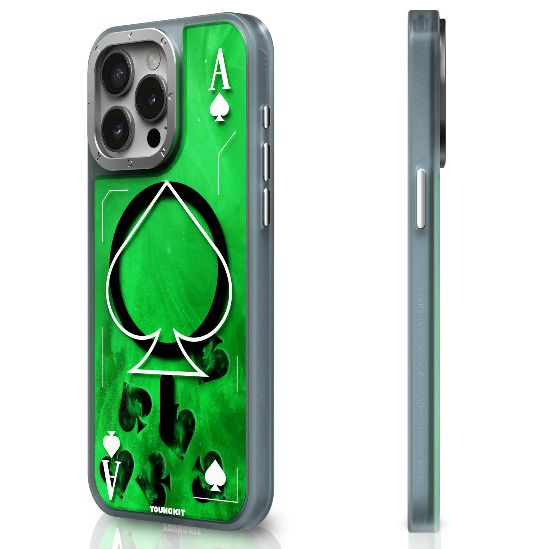 Youngkit Green Playing Cards A + Luminous Quicksand - iPhone 15 Pro