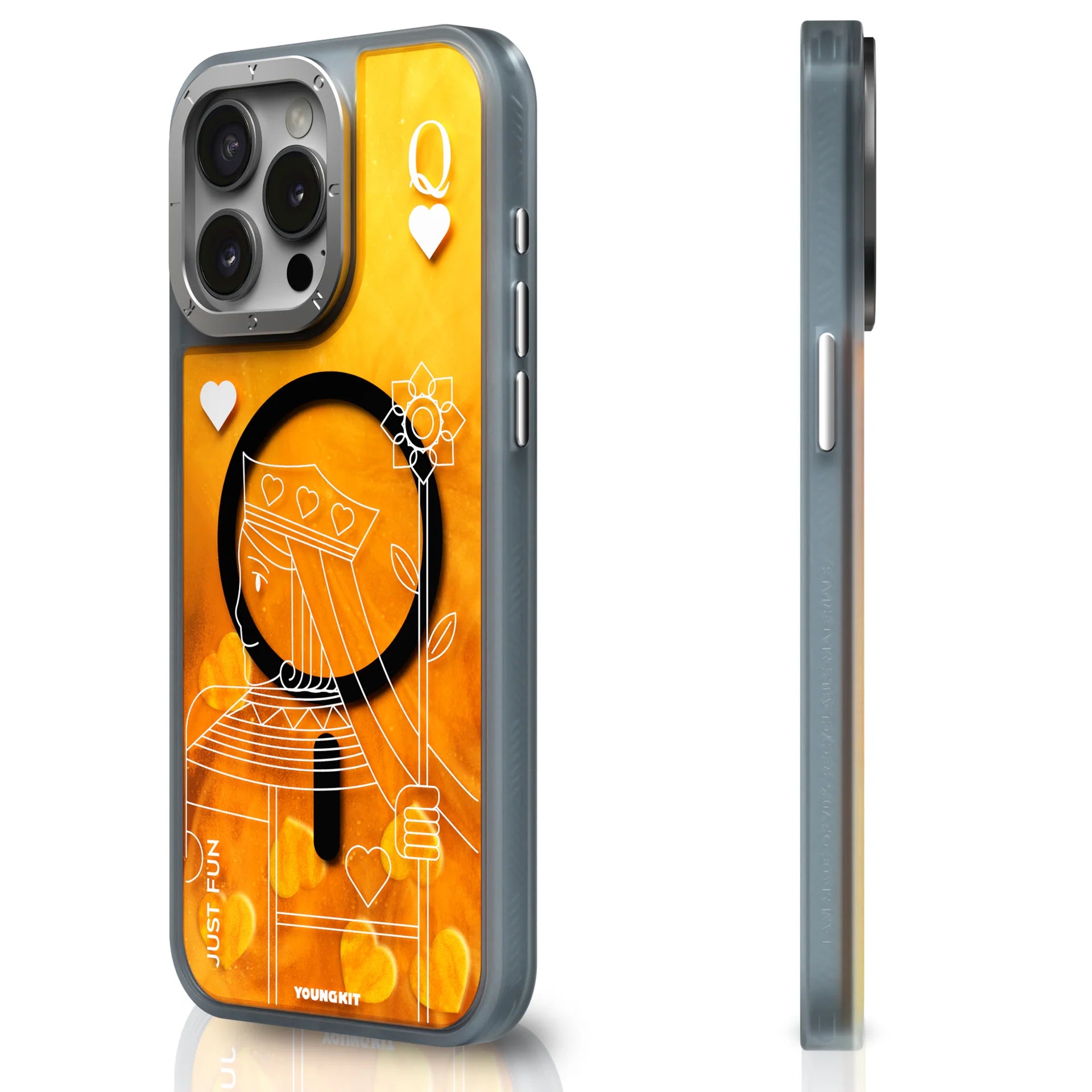 Youngkit Orange Playing Cards A + Luminous Quicksand - iPhone 15 Promax