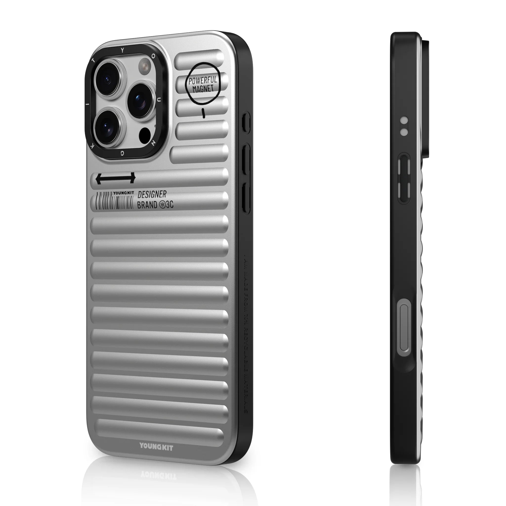 Youngkit True Silver Color Luggage-Inspired case for iPhone 15 Pro