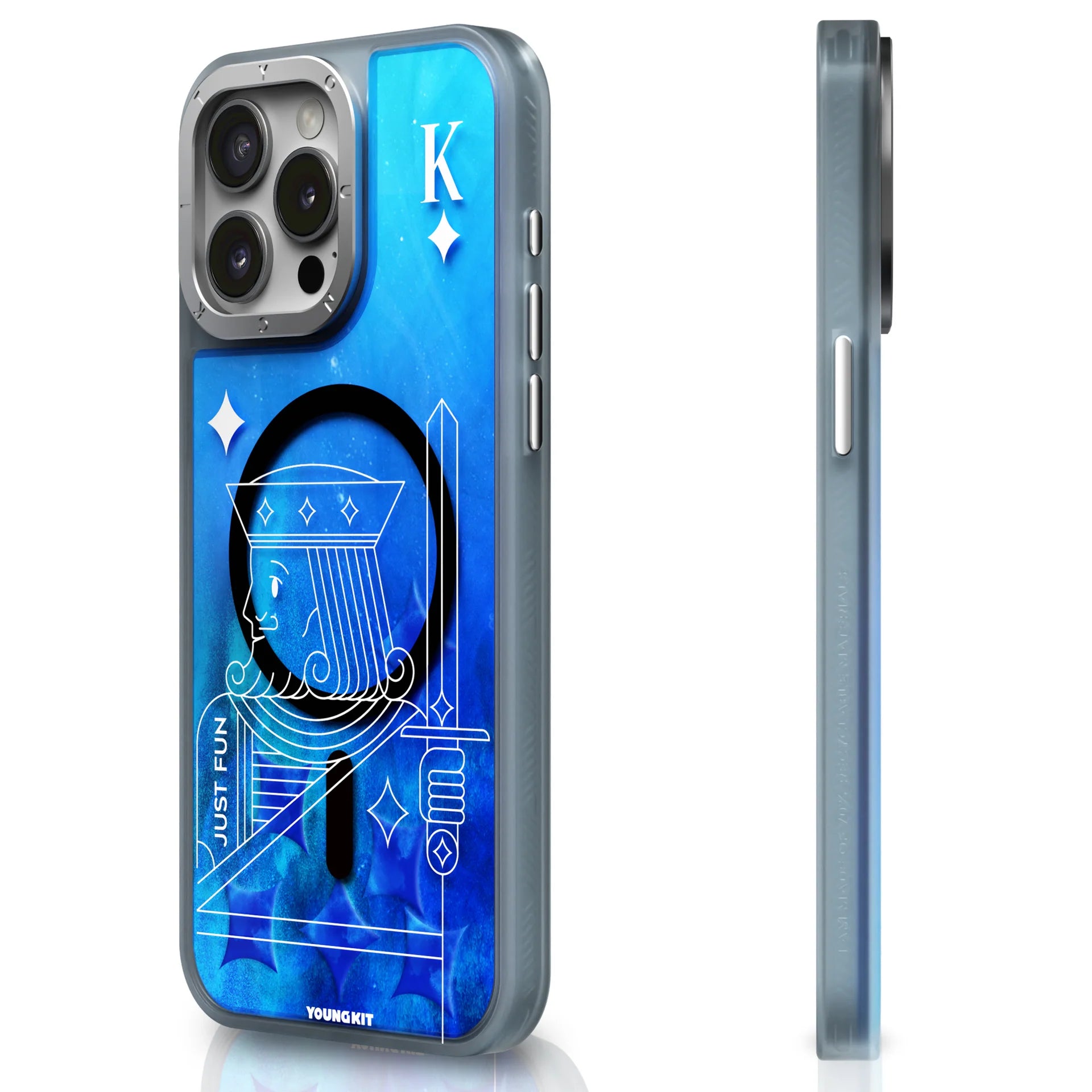 Youngkit Blue Playing Cards A + Luminous Quicksand - iPhone 15 Promax