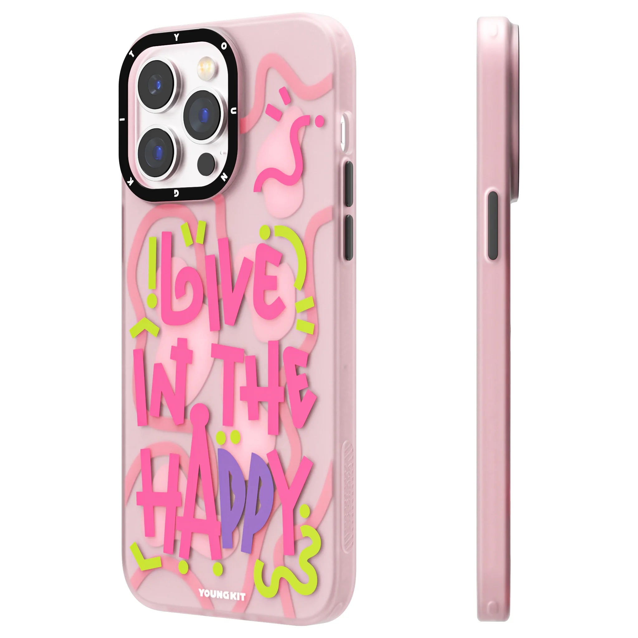 Youngkit Pink Live in the Happy case for iphone 14 Pro