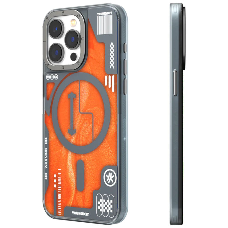 Orange Cyberpunk Luminous Quicksand iPhone 15 Promax Case