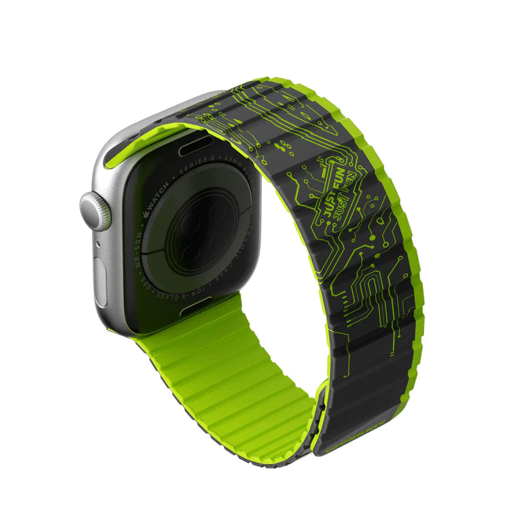 Green Youngkit Futuristic Circuit Silicone Magnetic Watch Band - 42/44/45/49 MM