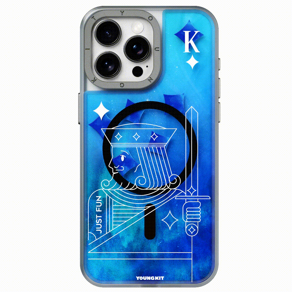 Youngkit Blue Playing Cards A + Luminous Quicksand - iPhone 15 Pro