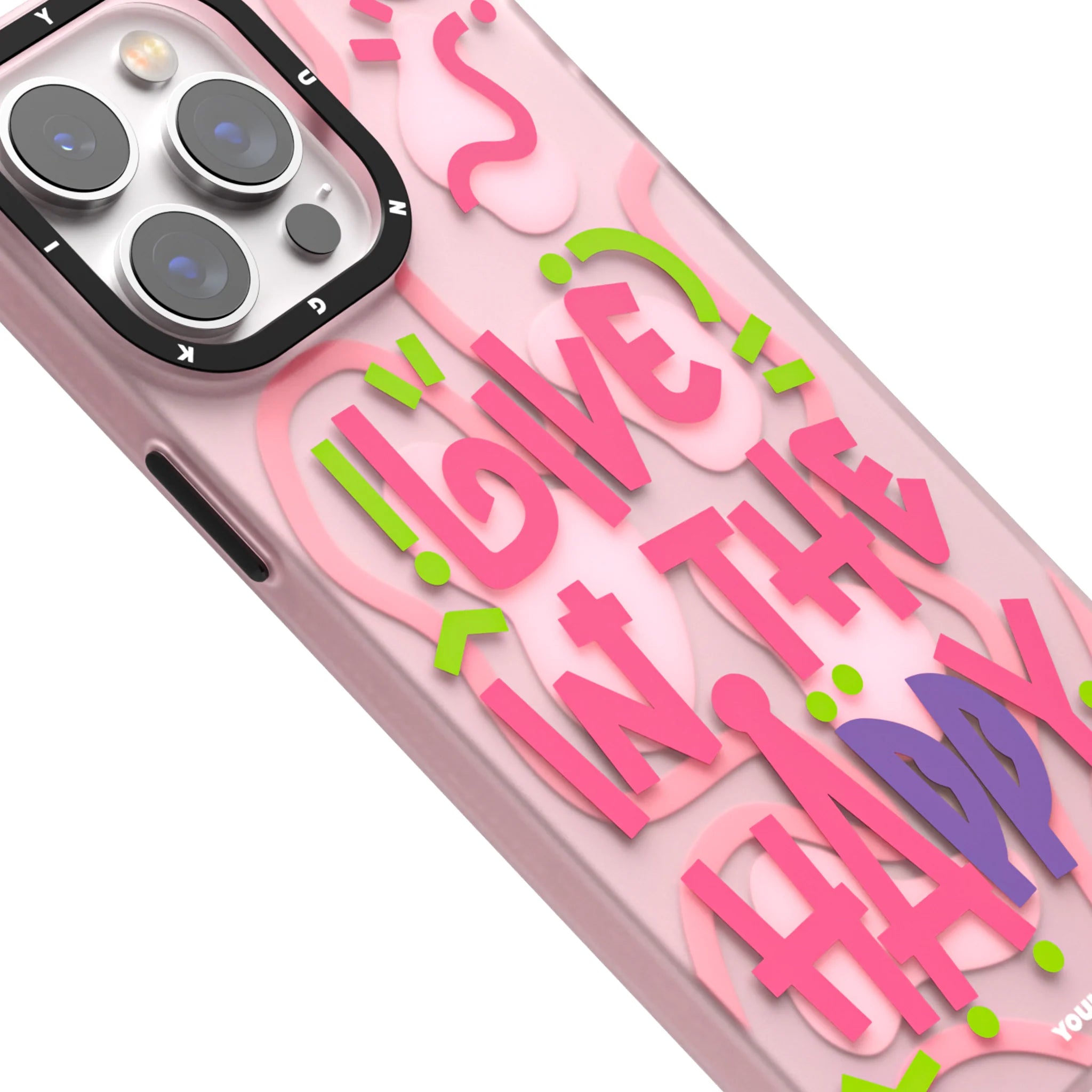 Youngkit Pink Live in the Happy case for iphone 14 Pro