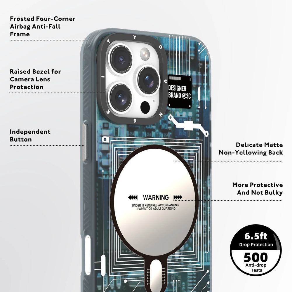 Youngkit Futuristic Blue Circuit Board Case for iPhone 15