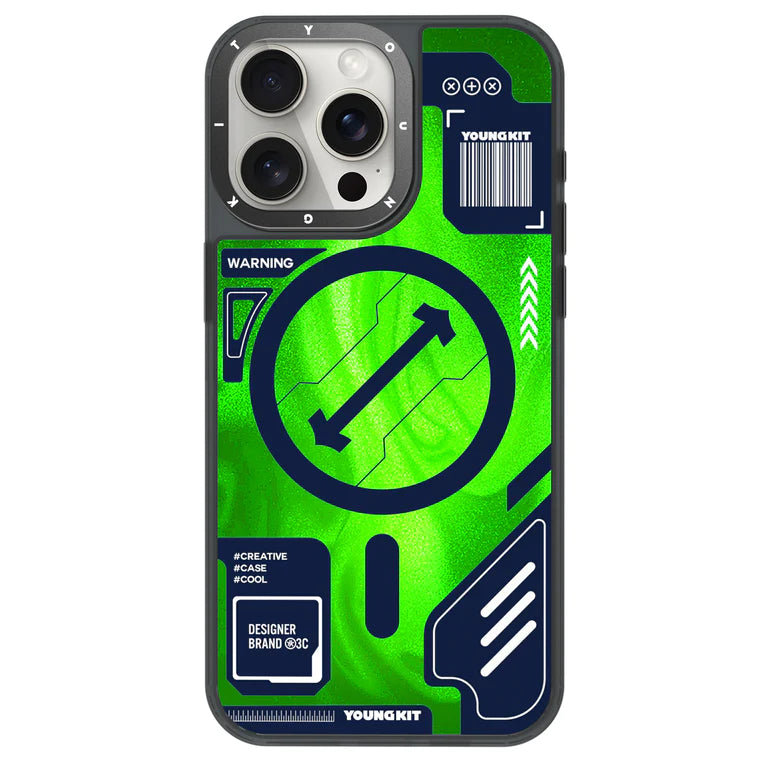 Green Cyberpunk Luminous Quicksand iPhone 15 Promax Case