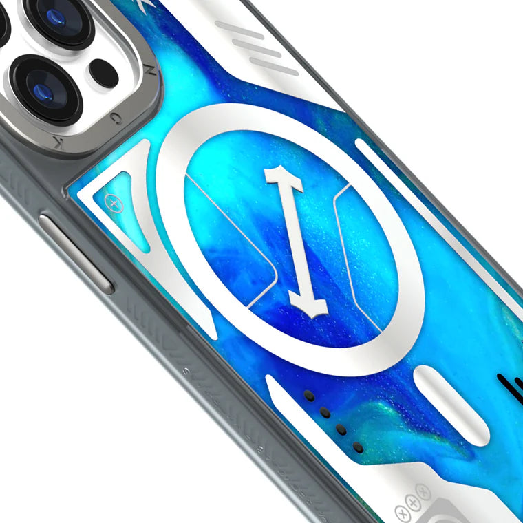 Blue Cyberpunk Luminous Quicksand iPhone 15 Pro Case