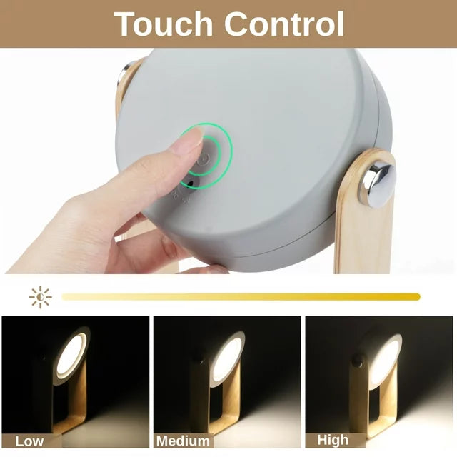LED Foldable Table Lamp Lantern Light USB Rechargeable Touch Sensor - Grey Color