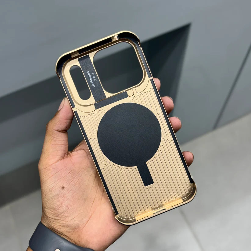 NyJoy Metal Veagan Leather with Magsafe Case for iPhone 17 Pro - Brown