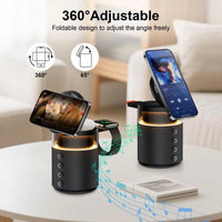 5-in-1 Wireless Charging Station with Bluetooth Speaker, Night Light, 360° Stereo Sound - White