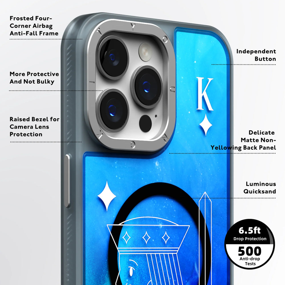 Youngkit Blue Playing Cards A + Luminous Quicksand - iPhone 15 Pro