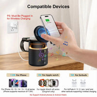 5-in-1 Wireless Charging Station with Bluetooth Speaker, Night Light, 360° Stereo Sound - White