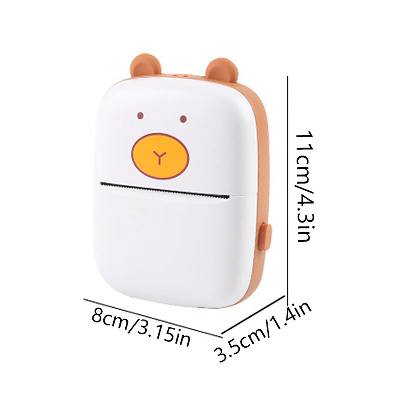 Inkless Mini Compact Thermal Printer(B/W) - White teddy