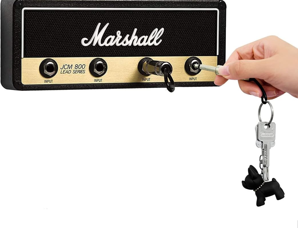 Marshall Wall Mounted Key Holder Hooks, 4Pcs Amp Keychains  Guitar Plug Hanger (Black)