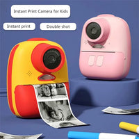 Instant Printing Retro Photo and Video Camera for Kids, 1080P Full-HD Video(Red)