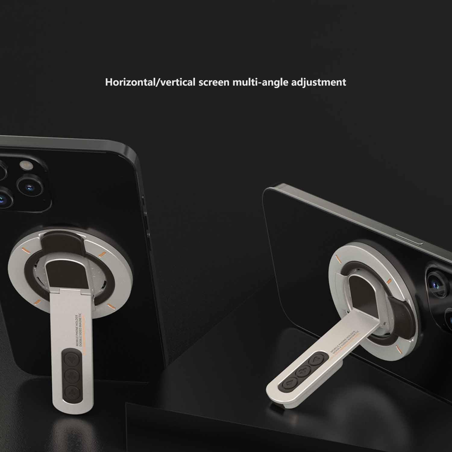 360° Magnetic Rotating Phone Holder – Double-Sided Magnetic Desktop Stand - Pearl White