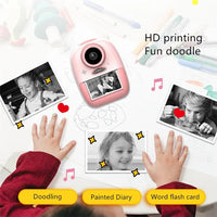 Instant Printing Retro Photo and Video Camera for Kids, 1080P Full-HD Video(Pink)