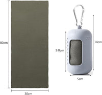 Grey Cooling Towel 40x40cm, Quick Dry Microfiber Sweat Towel with Instant Cooling Effect, Compact Travel Design, Portable Silicone Case & Carabiner for Gym, Yoga, Hiking & Outdoor Fitness