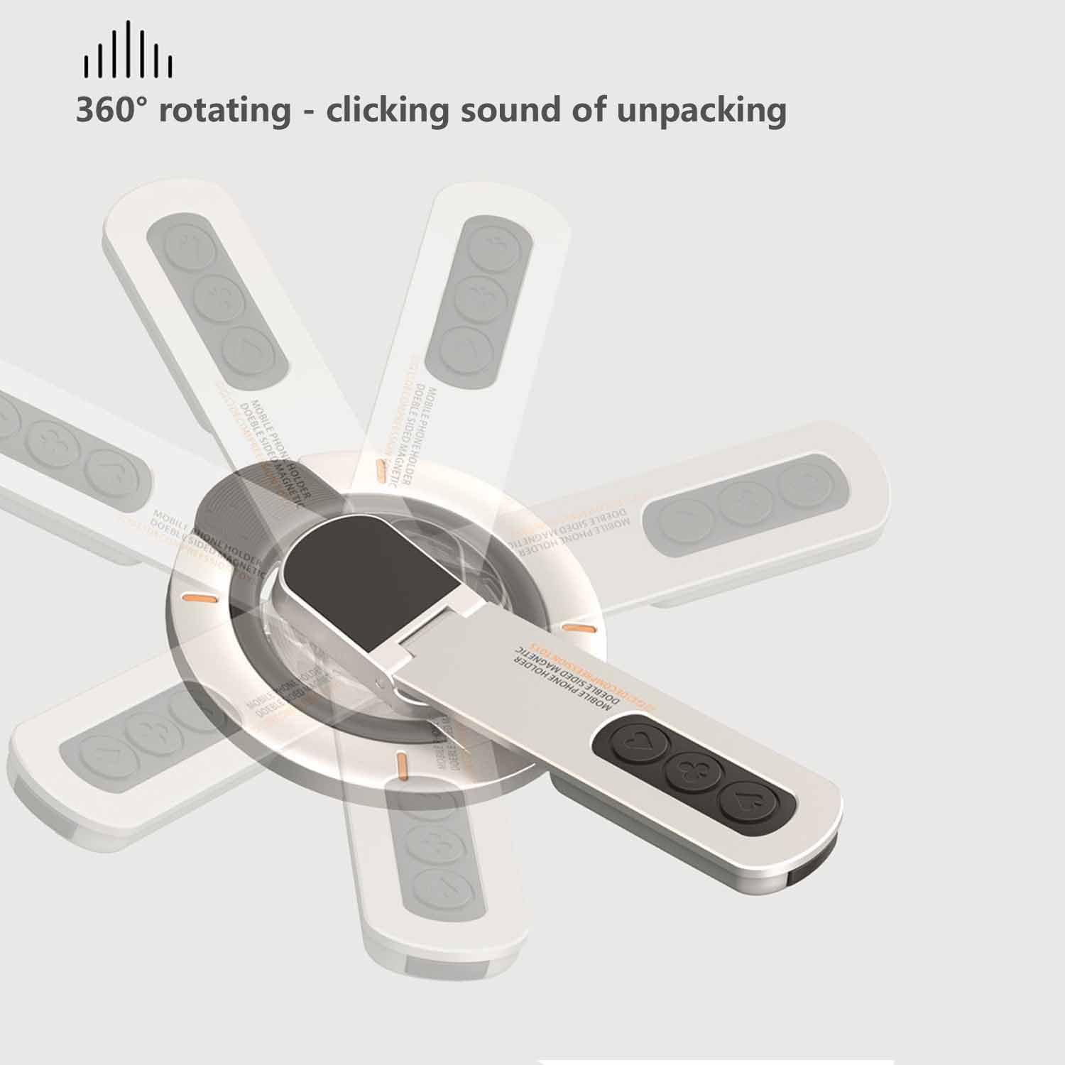 360° Magnetic Rotating Phone Holder – Double-Sided Magnetic Desktop Stand - Pearl White