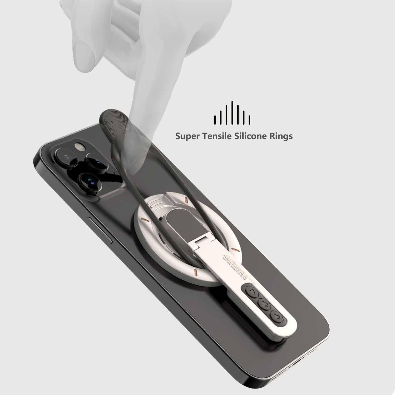 360° Magnetic Rotating Phone Holder – Double-Sided Magnetic Desktop Stand - Pearl White