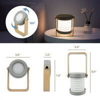 LED Foldable Table Lamp Lantern Light USB Rechargeable Touch Sensor - Grey Color