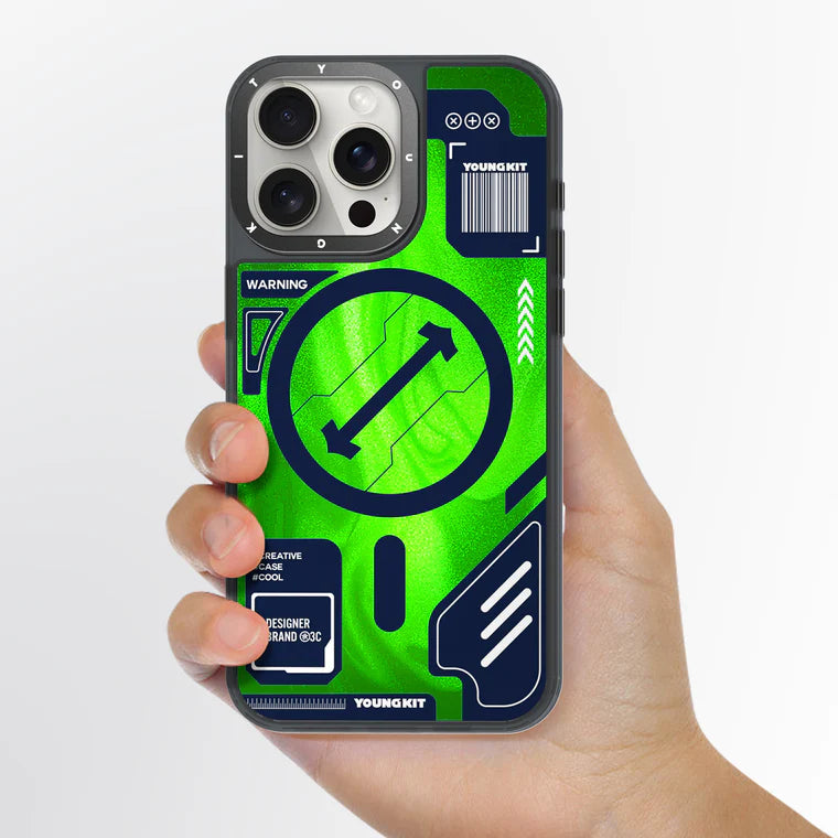 Green Cyberpunk Luminous Quicksand iPhone 15 Promax Case