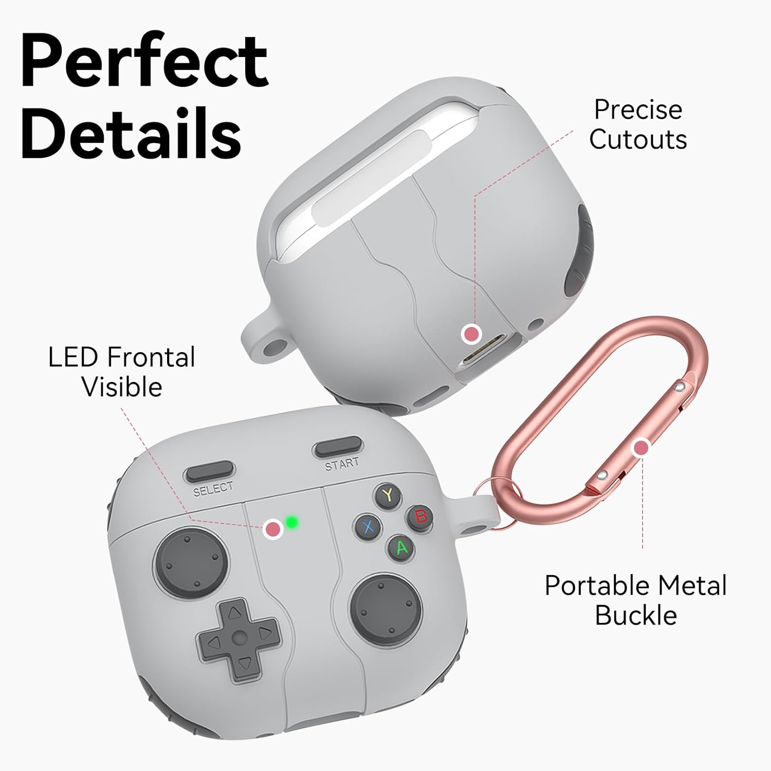 Classic Retro Handheld Game Console Design Case for Apple Air Pods 4 Case - Grey