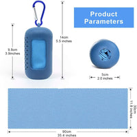 Blue Cooling Towel 40x40cm, Quick Dry Microfiber Sweat Towel with Instant Cooling Effect, Compact Travel Design, Portable Silicone Case & Carabiner for Gym, Yoga, Hiking & Outdoor Fitness