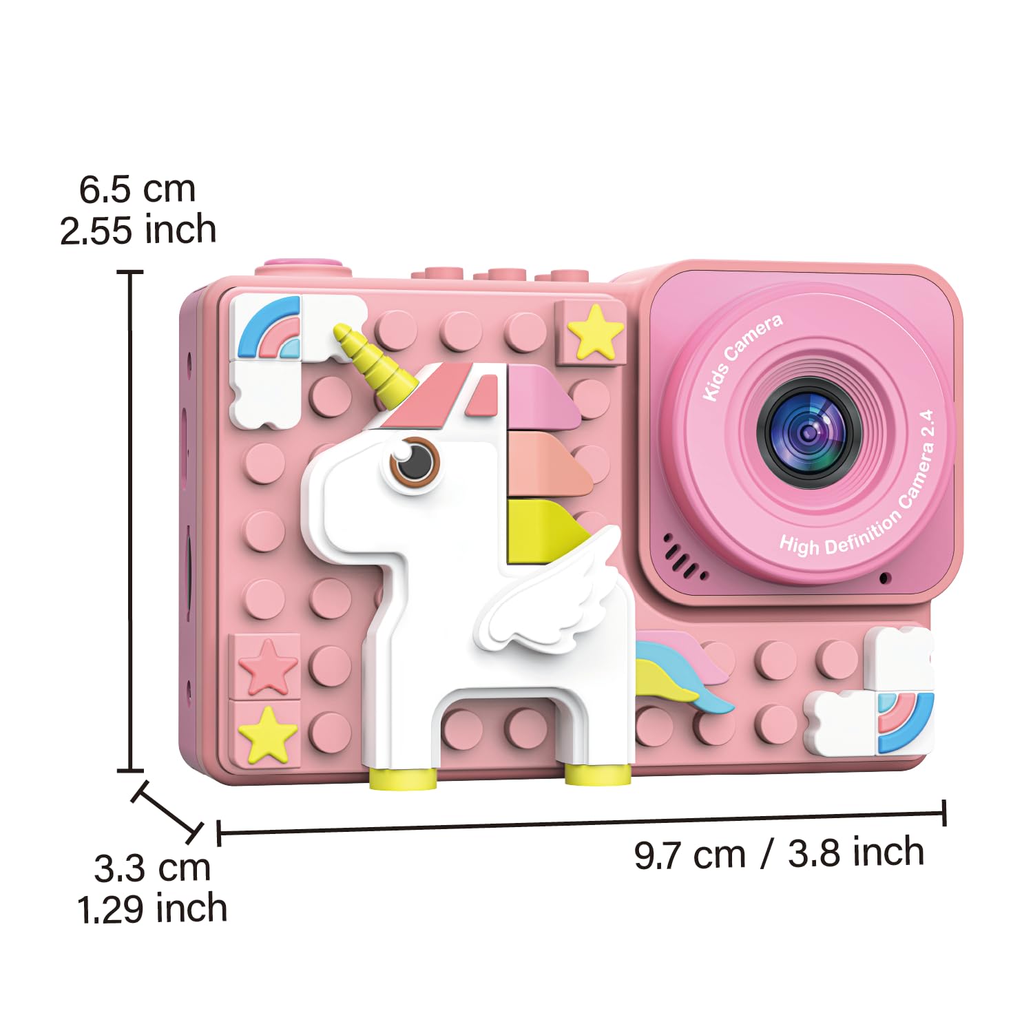 Kids Digital Video Toy Camera with Silicone Building CardBlocks - Unicorn