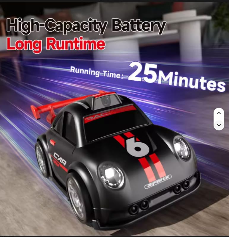 Black Mini Cartoon RC Car Electric Vehicle Toy with Camera / 2.4 Inch Screen Controller