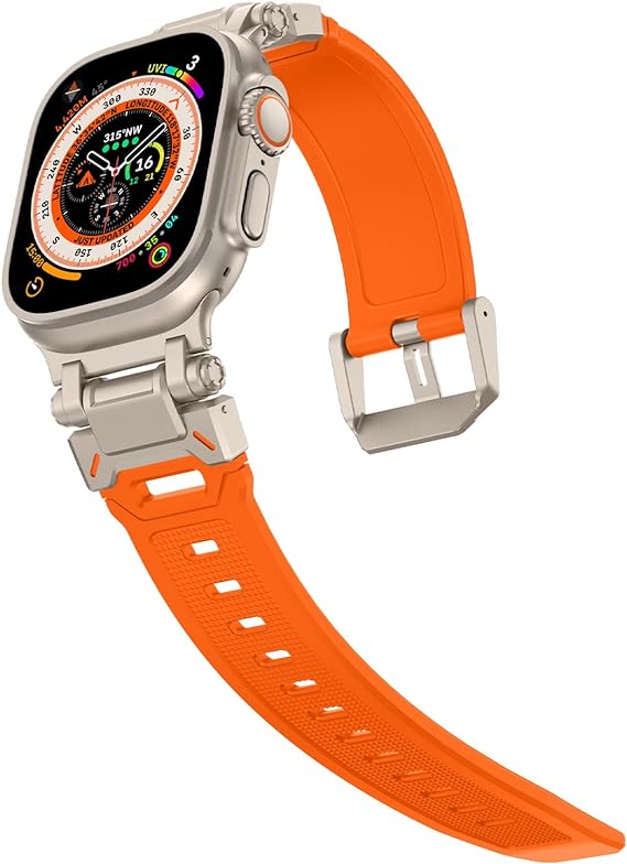 Titanium-Orange Luxury Armor Style Sports Bands Compatible For iWatch 42/44/45/49 MM