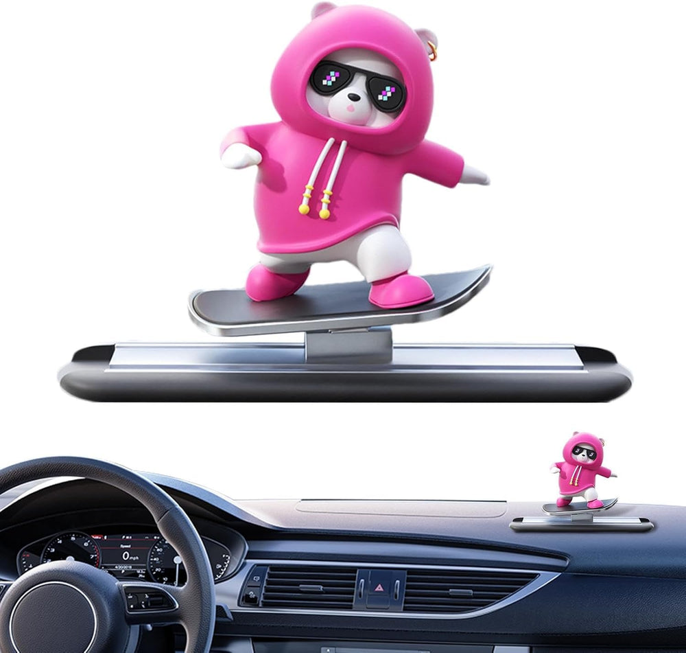 Pink Panda Car Dashboard Toy –Auto Sliding Motion Decor, Cool Sliding Car Accessory, Fun Car Interior Decoration Accessories