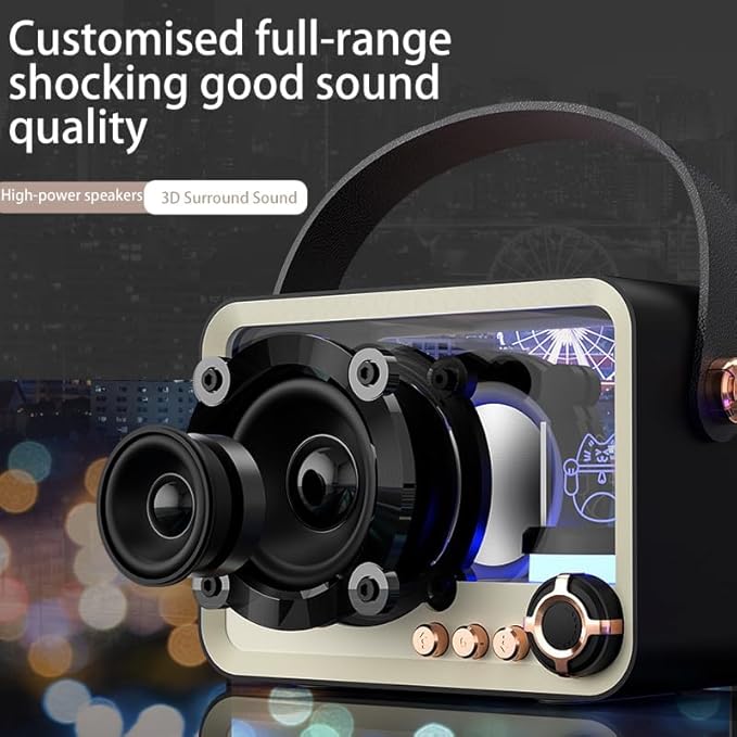 White Transparent Wireless Bluetooth Speaker with RGB Lights TF Card FM AUX Support 5W HiFi HD Sound 8H Playtime